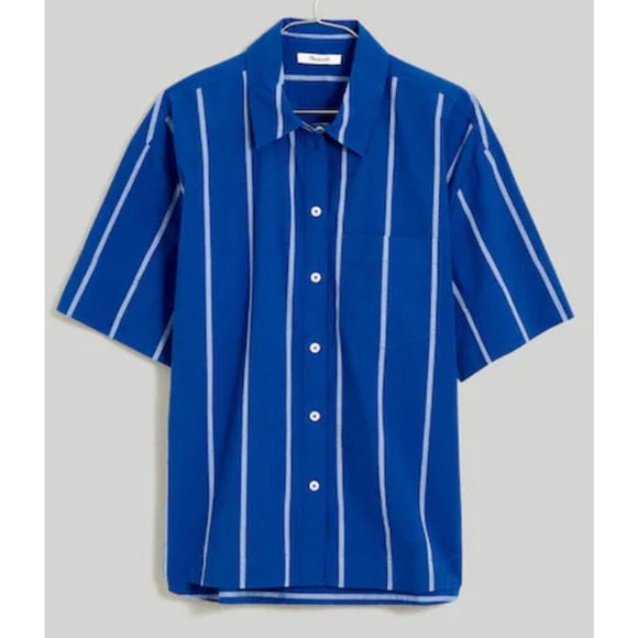 Madewell Oversized Boxy Button Up Striped Signature Poplin Shirt US Women's S - Picture 2 of 8